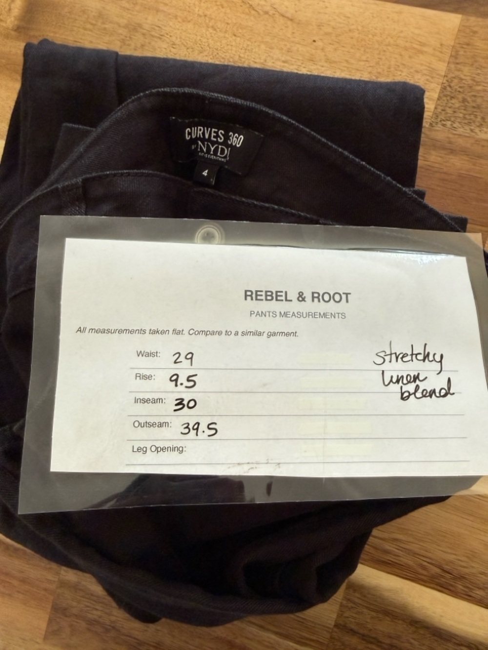 Curves 360 NYDJ Black Linen Blend Straight Leg Pants Stretch Slim Size 4 - Picture 16 of 16